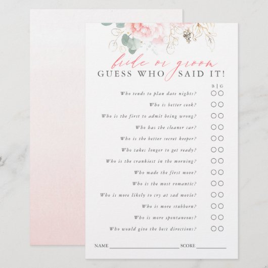 Raad eens wie Bride of Groom is. (Voorkant / Achterkant)