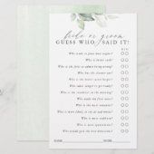 Raad eens wie Bride of Groom is - Greenery Game Ca (Voorkant / Achterkant)