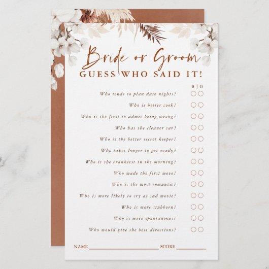 Raad eens wie Bride of Groom is - Terracotta Flora (Voorkant / Achterkant)