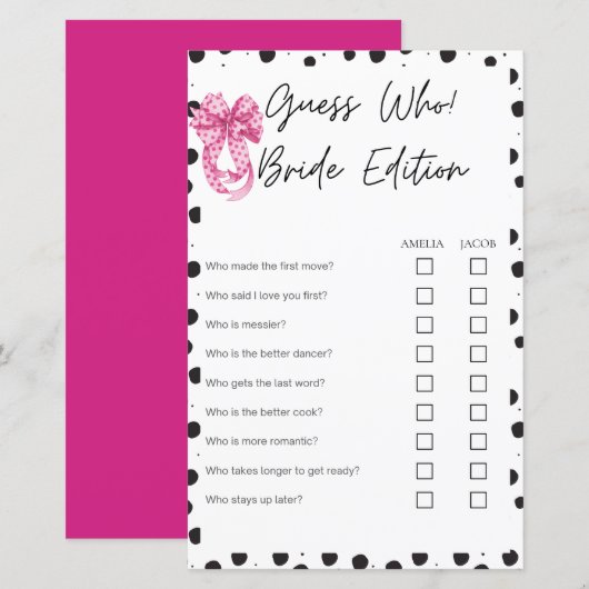 Raad eens wie bruid editie Pink vrijgezellenfeest  (Voorkant / Achterkant)