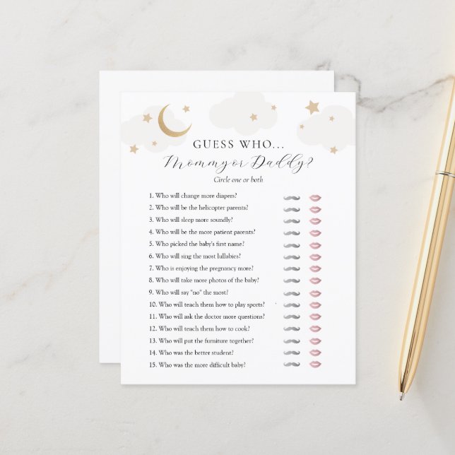 Raad eens wie de Baby shower van mama of papa is (Voorkant / Achterkant in situ)