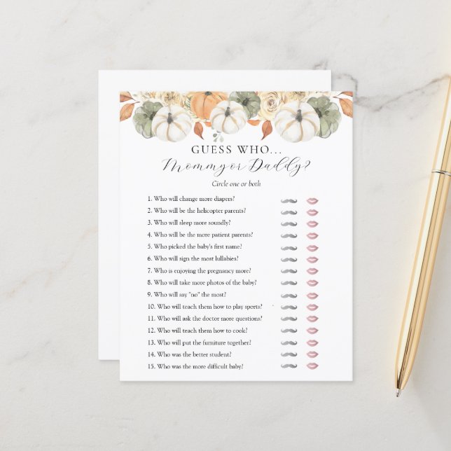 Raad eens wie de Baby shower van mama of papa is (Voorkant / Achterkant in situ)