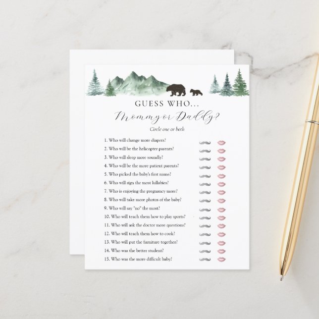 Raad eens wie de Baby shower van mama of papa is (Voorkant / Achterkant in situ)