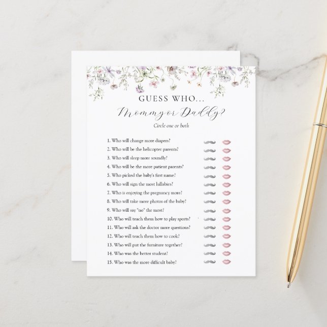 Raad eens wie de Baby shower van mama of papa is (Voorkant / Achterkant in situ)