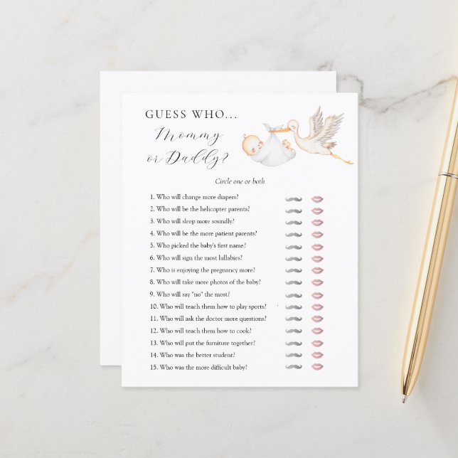 Raad eens wie de Baby shower van mama of papa is (Voorkant / Achterkant in situ)