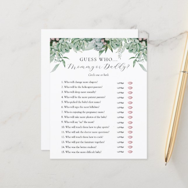 Raad eens wie de Baby shower van mama of papa is (Voorkant / Achterkant in situ)