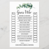 Raad eens wie de Eucalyptus Vrijgezellenfeest Game Flyer (Voorkant)