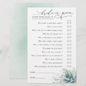 Raad eens wie de Kaart van het Spel van het Succul (Voorkant / Achterkant)