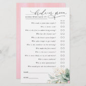 Raad eens wie de Kaart van het Spel van het Succul (Voorkant / Achterkant)