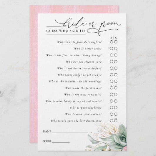 Raad eens wie de Kaart van het Spel van het Succul (Voorkant / Achterkant)