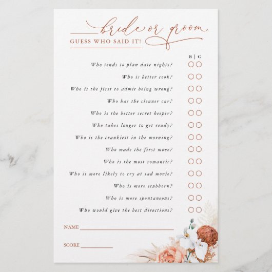 Raad eens wie de Kaart van het Spel van Pampas Gra (Voorkant)