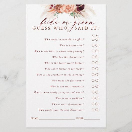 Raad eens wie de Kaart van het Spel van Pampas Gra (Voorkant)