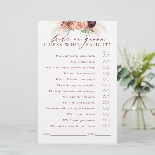 Raad eens wie de Kaart van het Spel van Pampas Gra (Staand voorkant)