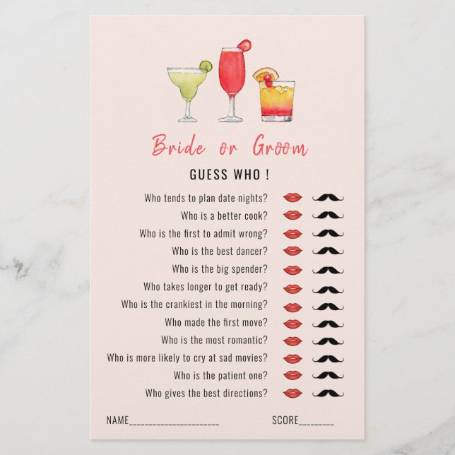 Raad eens wie drinken met cocktail-schoenen schets (Voorkant)