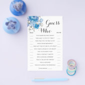 Raad eens wie een blauwe ventilatorschoenenkaart i flyer (Enkel)