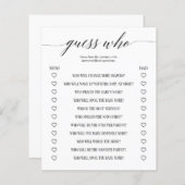 Raad eens wie een minimalistisch Baby shower spel (Voorkant / Achterkant)