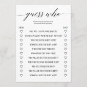 Raad eens wie een minimalistisch Baby shower spel  Programmakaart (Voorkant)