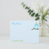 Raad eens wie? Flat Thank You Card - Blauw Bedankkaart (Staand voorkant)