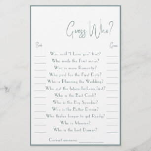 Raad eens wie? Game Kaart Flyer