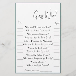 Raad eens wie? Game Kaart Flyer