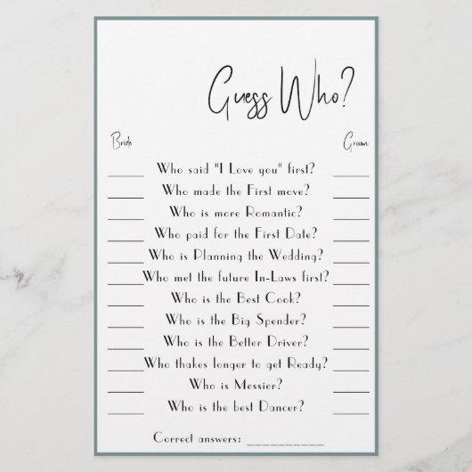 Raad eens wie? Game Kaart Flyer (Voorkant)