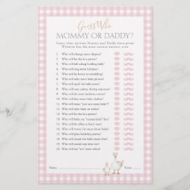 Raad eens wie Goose Whimsical Baby shower Game hee Flyer