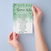 Raad eens wie groene Eucalyptus Shower Game Card i Flyer (Hand)