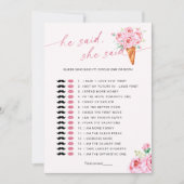 Raad eens wie het Ice Cream Vrijgezellenfeest spel Kaart (Voorkant)