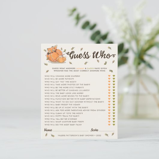 Raad eens wie het najaar van het Baby shower is (Staand voorkant)