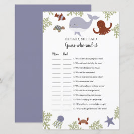 Raad eens wie het spel onder het Zee Baby shower z