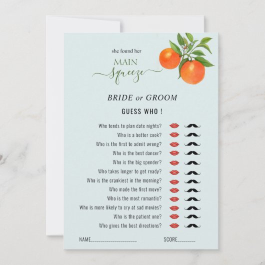 Raad eens wie het Vrijgezellenfeest 'Main Squeeze' Kaart (Voorkant)