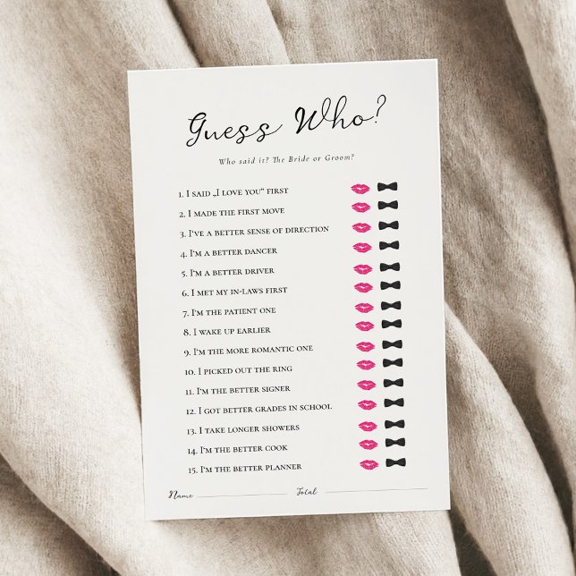 Raad eens wie het Vrijgezellenfeest spel zei (Creator heeft geüpload)