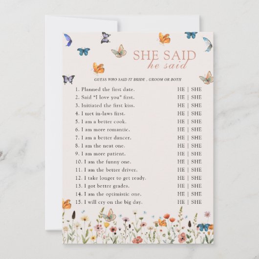 Raad eens wie het zei Boho Butterfly Vrijgezellenf Kaart (Voorkant)