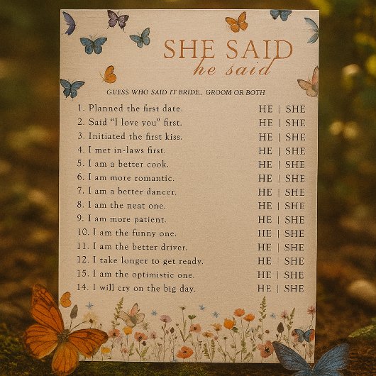 Raad eens wie het zei Boho Butterfly Vrijgezellenf Kaart