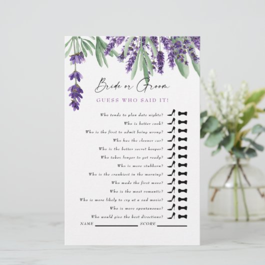 Raad eens wie het zei? Eenvoudig Lavendel Vrijgeze (Staand voorkant)