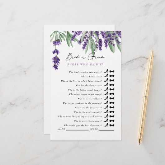 Raad eens wie het zei? Eenvoudig Lavendel Vrijgeze (Voorkant / Achterkant in situ)