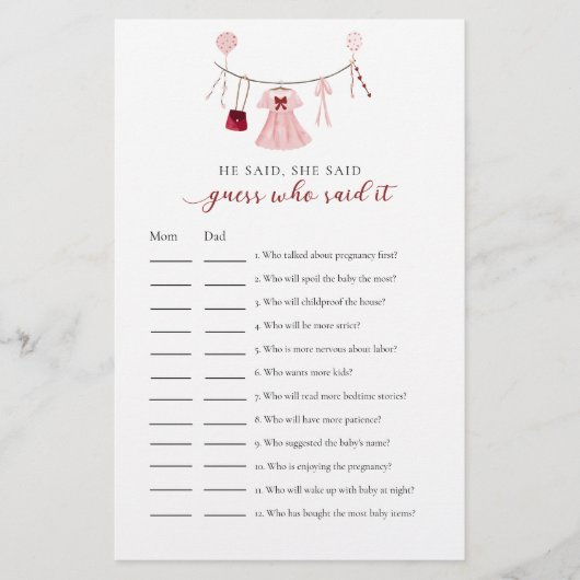 Raad eens wie het zei Little Sweetheart Baby showe Flyer (Voorkant)