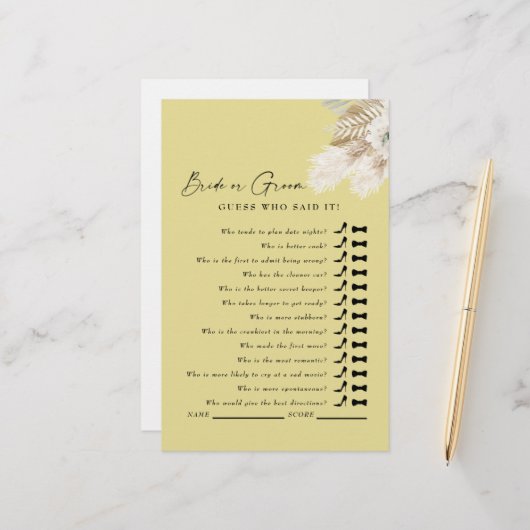 Raad eens wie het zei? Pampas geel douche spel (Voorkant / Achterkant in situ)