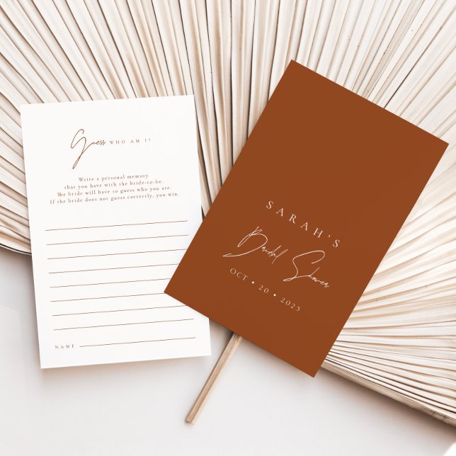 Raad eens wie ik ben van Terracotta Vrijgezellenfe (Guess Who Am I Terracotta Bridal Shower Game)