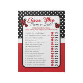 Raad eens wie Ladybug Baby shower Game Pack Notitieblok (Linkerzijde)