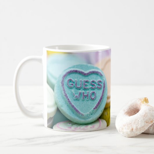 "Raad eens wie" Liefde hart zweet Mok (Met donut)