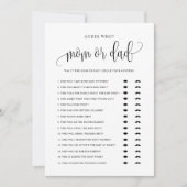 Raad eens wie Mam of Pap Black Script Baby shower  Kaart (Voorkant)