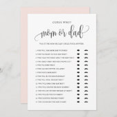 Raad eens wie Mam of Pap Black Script Baby shower  Kaart (Voorkant / Achterkant)