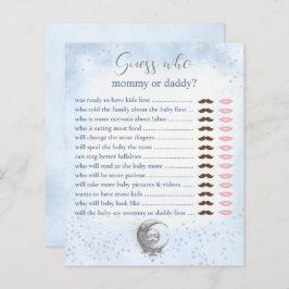 Raad eens wie mama daddy blue moon Baby shower spe