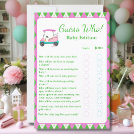 Raad eens wie? Mama en papa Baby shower golfkar