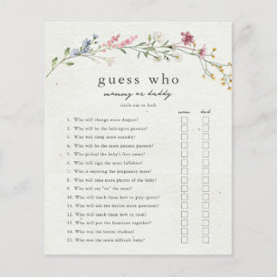 Raad eens wie mama of papa Baby shower Game