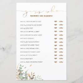 Raad eens wie mama of papa Baby shower Game