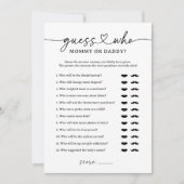 Raad eens wie mama of papa Baby shower Game Kaart (Voorkant)