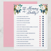 Raad eens wie mama of papa Baby shower Game Kaart (Voorkant / Achterkant)