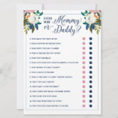 Raad eens wie mama of papa Baby shower Game Kaart (Voorkant)